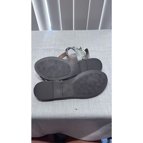 Steve Madden Women Leven SnakeSkin Rhinestone Embellished Sandals Cream Size 8.5 - Picture 12 of 12